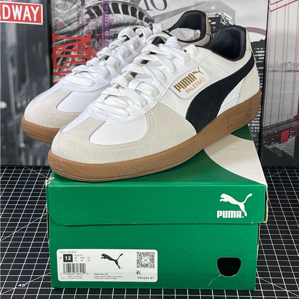 Puma Men's Size 12  Palermo White-vapor -gray-gum 39646401  Shoes NEW